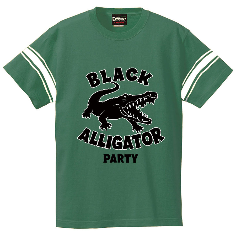"BLACK ALLIGATOR PARTY"  LINE T-SHIRT / FLOCKY PRINT