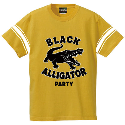 "BLACK ALLIGATOR PARTY"  LINE T-SHIRT / FLOCKY PRINT