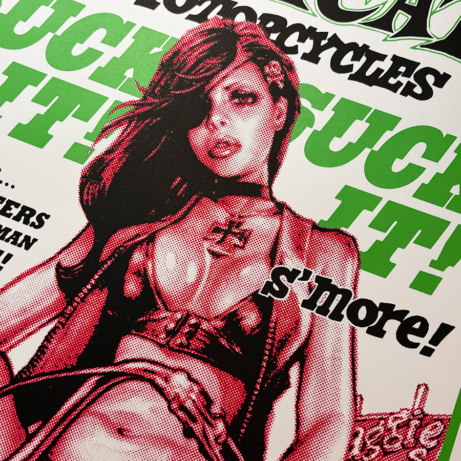 “PUSSYCAT ON MOTORCYCLES” screen print poster