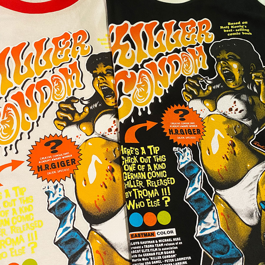 KILLER CONDOM” original version 3/4 sleeve T-shirt – EROSTIKA