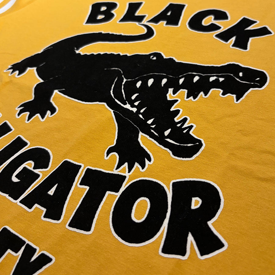 "BLACK ALLIGATOR PARTY"  LINE T-SHIRT / FLOCKY PRINT