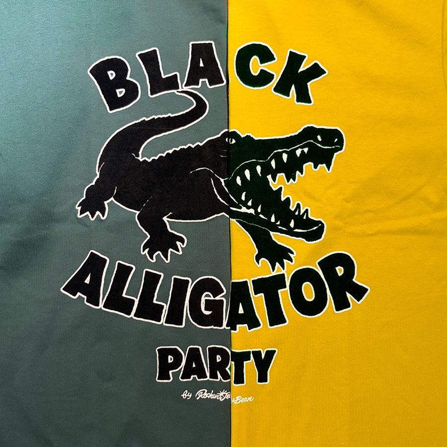 "BLACK ALLIGATOR PARTY"  LINE T-SHIRT / FLOCKY PRINT