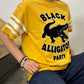 "BLACK ALLIGATOR PARTY"  LINE T-SHIRT / FLOCKY PRINT